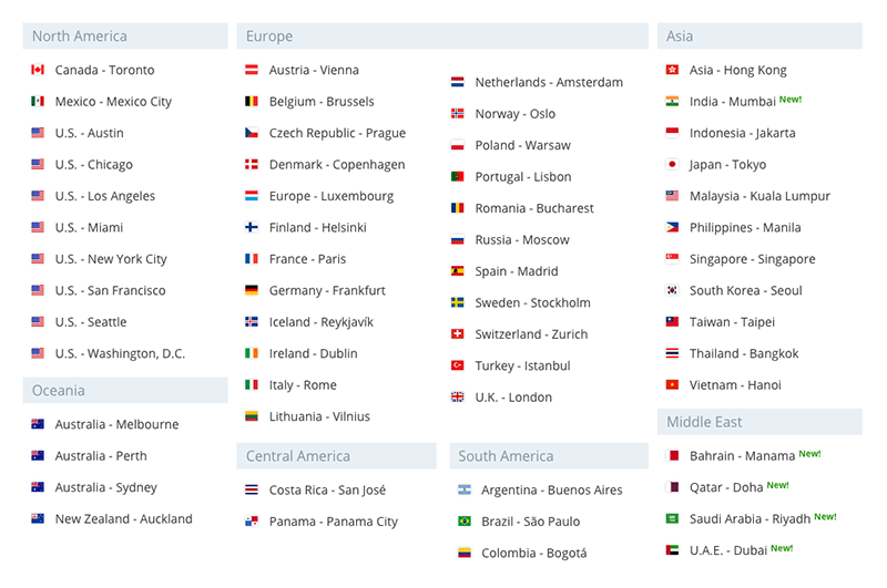 Vypr VPN review: VyprVPN server locations.