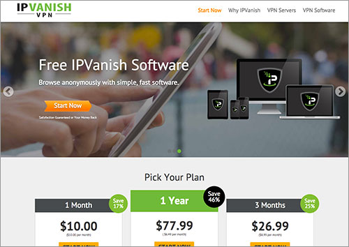 IPVanish VPN's website
