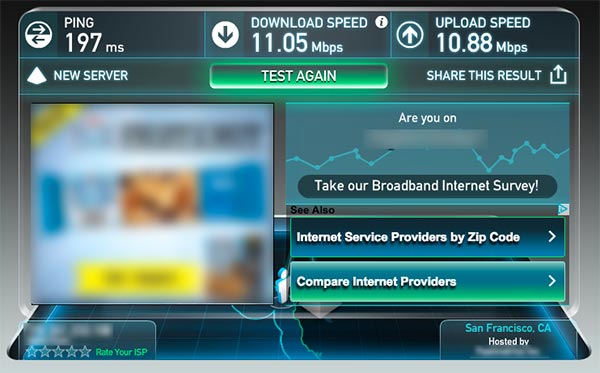 VPN testing with speed test.