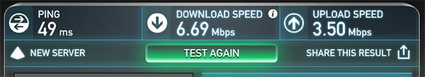 VPN Speed: speed test result