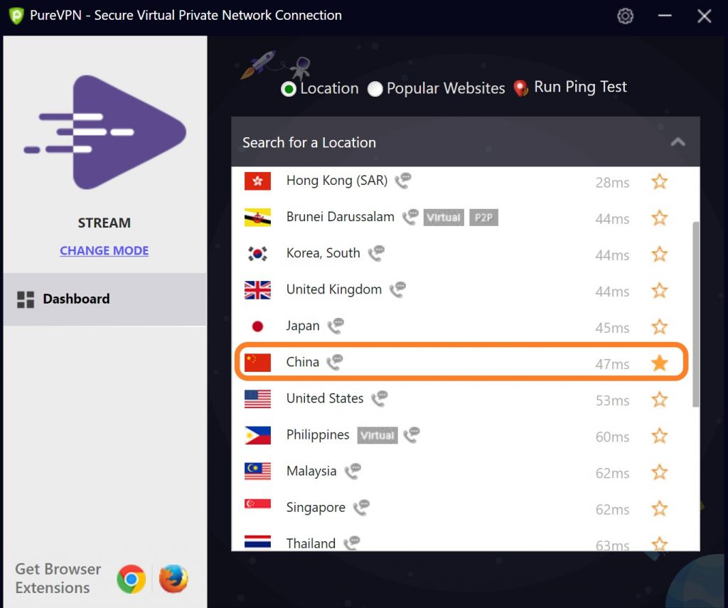 VPN to China: PureVPN