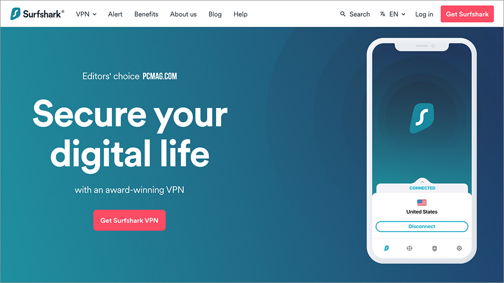 香港VPN: Surfshark VPN website