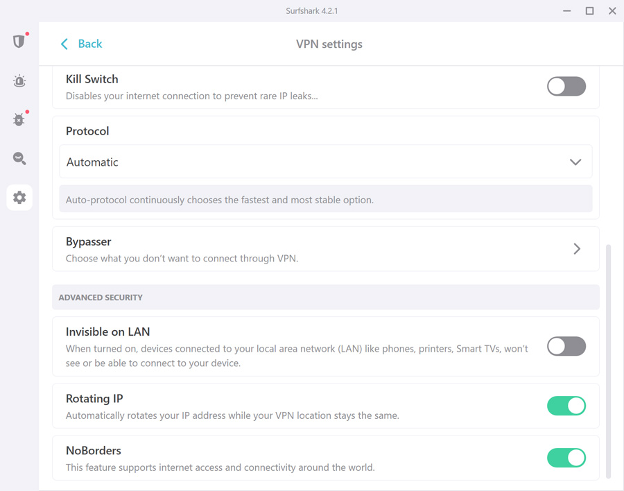 Surfshark VPN for China: Surfshark VPN software settings