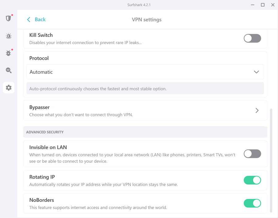 Surfshark VPN for China: Surfshark VPN software settings