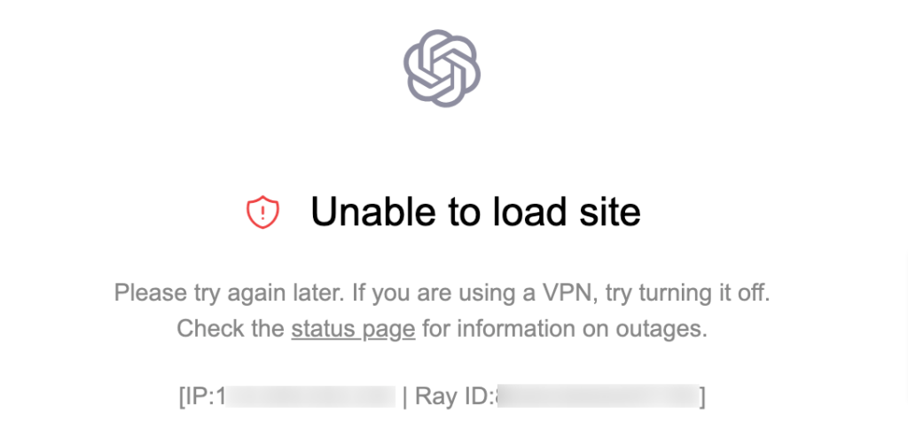 Unable to load site. Please try again later. If you are using a VPN, try turning it off. Check the status page for information on outages.