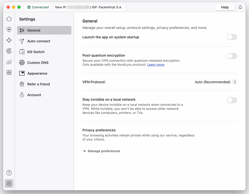NordVPN Desktop Software: Settings